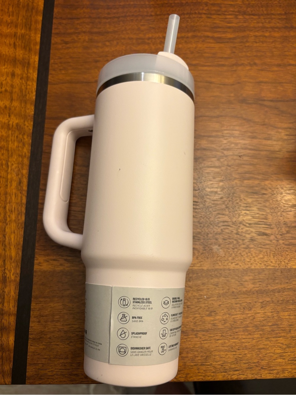 Stanley Quencher H2.0 Tumbler in Pale Pink with Handle